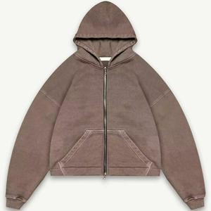 Mens Regular Fit Full <b>Zip</b> Hoodie Heavyweight 500gsm Fleece Drop Shoulder Regular 100% Cotton Eco-Friendly Sweatshirt - Product Image 1