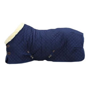 Alfombra acolchada de algodón azul marino, manta con piel alrededor del cuello - Product Image 1
