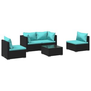 Conjunto Modular de Muebles de Jardín de Ratán PE Negro, Elegante y Duradero para Exteriores - Product Image 2