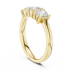 Anillo de compromiso y boda de tres piedras con diamante cultivado en laboratorio de corte brillante redondo DEF VVS VS de Aries Jewel, oro sólido de 14K, HPHT CVD - Product Image 4