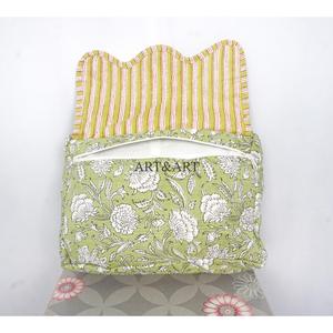 Eco-Friendly Floral Block Printed Durable 100% Pure Cotton Zipper Lightweight Large Capacity Makeup <b>Case</b> Pouches <b>Travel</b> Bags - Product Image 6