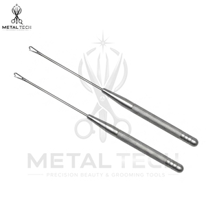 Heavy Duty Micro Bead Hair Extension Pulling <b>Needle</b> Steel Latch Hook Loop <b>Threader</b> Knurled Handle Set For Salon Workstation - Product Image 5
