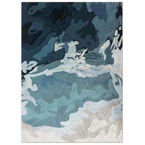 Modern Ocean Blue Hand Tufted Rug Abstract Area Rug Luxury Wool Rug Contemporary Carpet Soft Living Room Bedroom <b>Floor</b> Decor Rug - Product Image 2