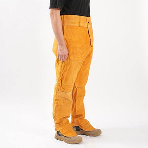Wholesale Flame Retardant Leather Welding Pants Yellow <b>Split</b> Leather Flat Front Style - Product Image 5