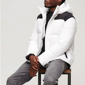 Blouson matelassé coupe-vent à capuche pour homme - Écologique, léger, résistant à l'eau, tissé, fermeture éclair, logo frontal, idéal pour l'hiver - Product Image 5