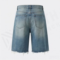 Shorts en jean baggy délavés vintage de haute qualité pour hommes, style streetwear tendance