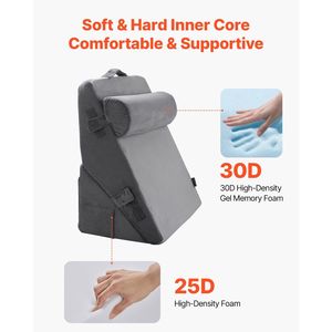 Ensemble de 3 cale-lits orthopédiques réglables avec housse lavable, support en mousse pour le sommeil et post-chirurgie, oreillers de qualité - Product Image 2