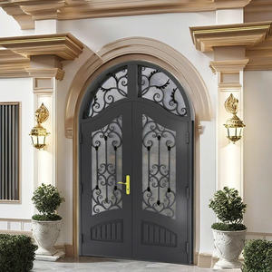Porte d'entrée principale de luxe en fer forgé, design robuste en acier, porte de sécurité étanche pour usage extérieur, styles postmodernes - Product Image 4