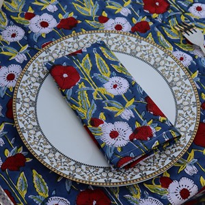 Floral Printed Cotton <b>Tablecloth</b> Blue Red White Outdoor Washable Pastoral Style Durable Washable Customizable <b>Square</b> <b>Tablecloth</b> - Product Image 3