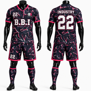 Conjunto de Uniforme de Fútbol Personalizado con Sublimación, 100% Poliéster, Diseño Negro y Rosa, Camiseta y Pantalones Cortos Unisex, Fabricante OEM - Product Image 5
