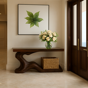Mesa Consola de Madera Moderna Hecha a Mano para Recibidor, Diseño Creativo, Mesa Consola de Entrada Moderna en Madera Sólida - Product Image 1
