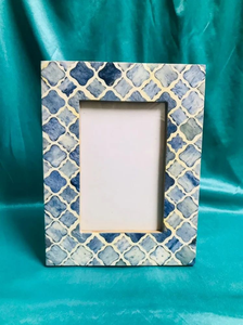 Cadre photo carré en bois et résine avec incrustations de os, fait main, design haut de gamme FAIZA CRAFT, pour décoration horizontale sur table - Product Image 6