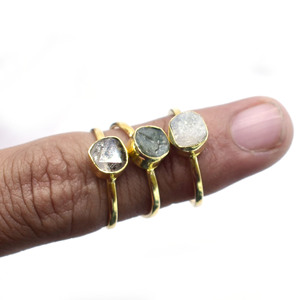 Amethyst Rough Stone <b>Ring</b> – Gold Plated <b>Adjustable</b> <b>Ring</b>, February Birthstone Dainty Jewelry Gift - Product Image 3