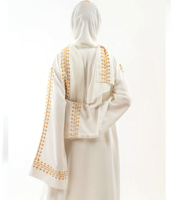 Elegante Abaya Musulmana para Mujer, Manga Larga, Cuello Midi, Bordada, Transpirable, Anti-Pilling, Elástica en Cuatro Direcciones, Ligera, Personalizable