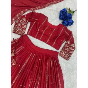 Belle robe de soirée de travail à broderie lourde Lehenga Choli robes de bal élégantes - Product Image 6