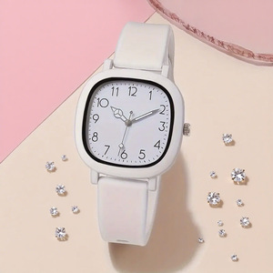 Montre à quartz pour femme avec bracelet en silicone de luxe, montre carrée tendance pour étudiantes - Product Image 2