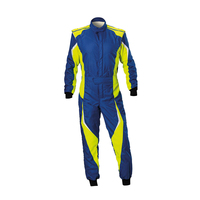 Combinaison de course bleue et jaune personnalisée, combinaison de karting professionnelle, fabricant en gros, vêtements de course automobile, équipement de sécurité sur piste, équipement pour pilote