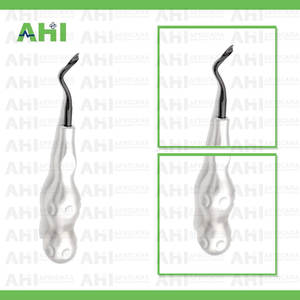 Elevador dental manual ergonómico AHI Custom Twist Angled Left de acero inoxidable, certificado CE Clase I, color plateado - Product Image 2