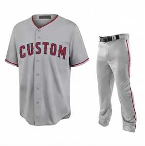 Conjunto de Pantalones y Camiseta de Béisbol para Hombre, Color Gris Claro Premium, Impresión por Serigrafía, Transpirable, 100% Poliéster, Malla, Corto, Verano - Product Image 1