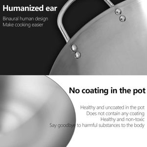 Wok Tradicional Asiático de Calentamiento Rápido, Construcción de Acero Inoxidable, 20L de Gran Capacidad, Mango de Madera, Apto para Lavavajillas - Product Image 3