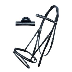 Brida Inglesa Ecuestre Personalizada de Cuero Importado de Alta Calidad, Cómoda y Duradera, con Doble Hilera de Diamantes Finos y Banda Estrecha para la Frente - Product Image 1