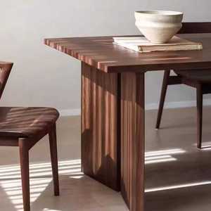 Solid Wood Modern Dining <b>Table</b> Set, Rectangular Contemporary Minimalist Wooden Furniture, Heavy Duty Luxury Kitchen <b>Table</b> - Product Image 4