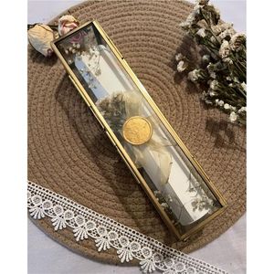 Luxury Brass Glass Scroll <b>Box</b> Invitation Holder Elegant Wedding <b>Gift</b> <b>Box</b> Decorative Clear Display Case for Event Favor Glass <b>Box</b> - Product Image 6