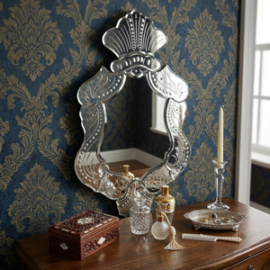 Espejo de Pared Barroco Veneciano Ornamentado |   Espejo Decorativo Antiguo con Marco Tallado para Sala de Estar y Decoración de Interiores - Product Image 2