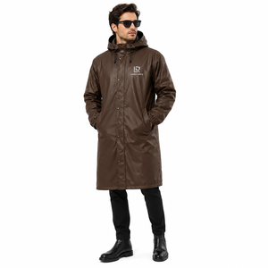 OEM Custom Waterproof Long <b>Rain</b> Coat Hooded PU PVC <b>Rain</b> <b>Jacket</b> for Men Women Outdoor Workwear Fishing with Custom Logo Design - Product Image 1