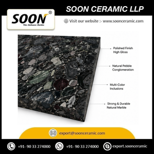 SOON CERAMIC PALISSANDRO FLUTED PEBBLE BLACK Calcite Grande dalle polie Design moderne écologique 3D Décoration murale pour salon - Product Image 2