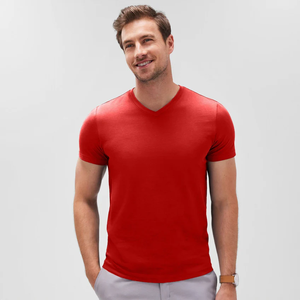 Camiseta '' SOSH 4 '' para Hombre con Cuello en V: 100% Algodón Peinado BCI Elegance - Product Image 1