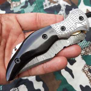 Couteau de chasse Tracker à lame fixe en acier Damas forgé sur mesure, manche en bois, étui inclus, support OEM, couteau de camping - Product Image 2