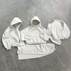 Conjunto de Sudadera con Capucha Blanca para Hombre, Informal, 100% Algodón, Felpa Francesa, para Otoño - Product Image 2