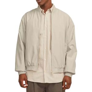 Chaqueta Bomber Gris Oscuro para Hombre, Cierre de Cremallera, Cuello Mao, Casual, Resistente al Viento, Material Viscosa/Poliéster, Ropa de Invierno - Product Image 3