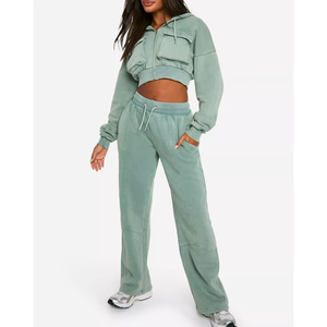 Women's Casual <b>Cropped</b> Hoodie | Drop Shoulder <b>Zip</b>-<b>Up</b> Hoodie | Trendy Streetwear 100% Cotton Zipper Pullover with Front Logo - Product Image 6