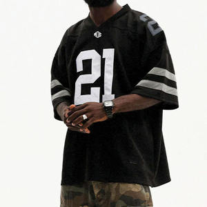 Camiseta de Fútbol Americano Negra Extra Grande para Hombre, Estilo Urbano, Sublimación, Impresión 21, Ropa Deportiva Personalizada, Fabricación al por Mayor OEM - Product Image 2