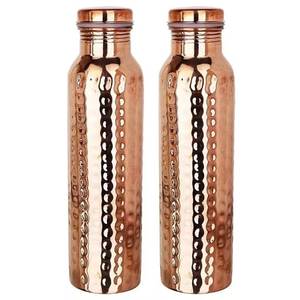 Bouteille d'eau de luxe martelée en cuivre sans BPA, 100 % métal pur, écologique, réutilisable, personnalisable, pour le sport – Créations Antiques - Product Image 2