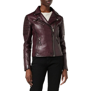 Women Genuine Leather Biker <b>Jacket</b> Ladies Black Slim Fit <b>Zip</b>-<b>Up</b> Customized Embroidery Logo Factory Rate Wholesale OEM - Product Image 1