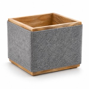 Aqdus Saleem Mango <b>Wood</b> Contemporary <b>Planter</b> <b>Box</b> with Wool Felt Sleeve-Eco-friendly Handmade Wholesale Copenhagen - Product Image 1