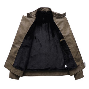 Chaqueta de Cuero de Cordero Negra y Blanca para Hombre, Chaquetas de Cuero Pakistaníes, Chaqueta de Cuero Casual con Cinturón Lateral - Product Image 3