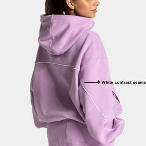 Ensemble de survêtements pour femmes avec sweat-shirts et pantalons contrastés, 2 pièces, survêtements pour femmes, jogging pour femmes, survêtement en molleton 500 g/m² - Product Image 3