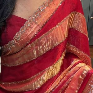 Trendy Premium Space Silk <b>Saree</b> with Jarkhan And Val Work And Designer Festive Party Wear <b>Saree</b> wholesale rate by royal export - Product Image 1