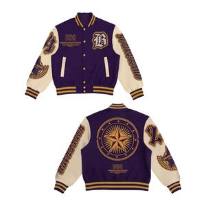 Blouson universitaire OEM 2026 de luxe, blouson Letterman personnalisé avec manches en cuir, blouson universitaire vierge uni, vente en gros USA - Product Image 2