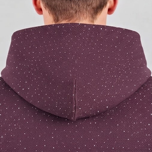 Sweat-shirt à capuche pour homme, imprimé à pois violets, coupe classique, en coton tricoté, avec poche avant, streetwear d'automne - Product Image 5