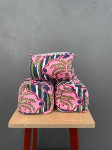 Bolsos Tote de Mujer para Uso Diario y Viajes, Estilo Bohemio, de Algodón Bordado con Rayas Rosas, con Cierre de Cremallera, para Todas las Temporadas - Product Image 1