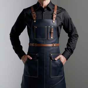 Delantal de Barman de Cuero Genuino de Alta Calidad con Hebillas de Latón, Elegante Ropa de Trabajo para Mixólogo, Protección a Prueba de Olores, Multifuncional - Product Image 1