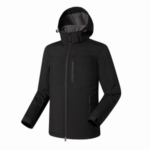 Veste sportive imperméable à capuche bleue pour homme, col montant, fermeture éclair, coupe classique, hiver - Product Image 4