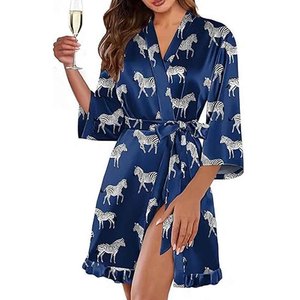 Batas de satén lisas para mujer, kimono de seda, albornoz al por mayor, ropa de dormir para novias y damas de honor, logotipo personalizado OEM - Product Image 4