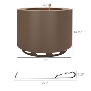 Brasero portable sans fumée pour jardin, patio, pique-nique, avec pique-foyer pour camping, en acier bronze - Product Image 3