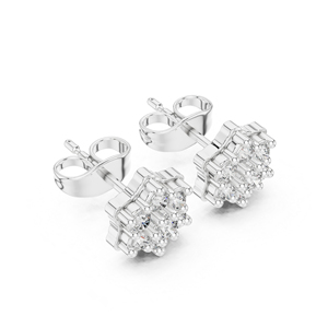 ต่างหูเพชรทรงกลมทองคำ 14K สำหรับผู้หญิง |   เพชรที่เพิ่งเพาะเลี้ยง - Product Image 4